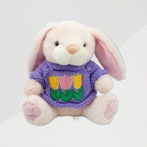NWT Sugarloaf Bunny Rabbit‎ Plush Stuffed Animal w/ Purple Knit Sweater ~ NEW